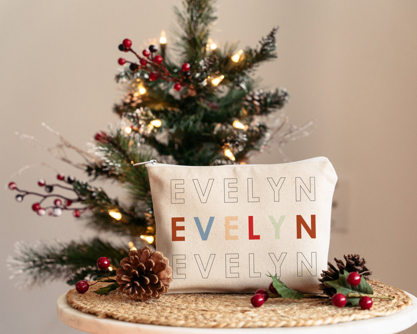 Custom Canvas Travel Makeup Bag, Personalized Name Cosmetic Bag,Travel Makeup Pouch, Travel Accessories, Gifts For Hers, Mother gift, 272-CC