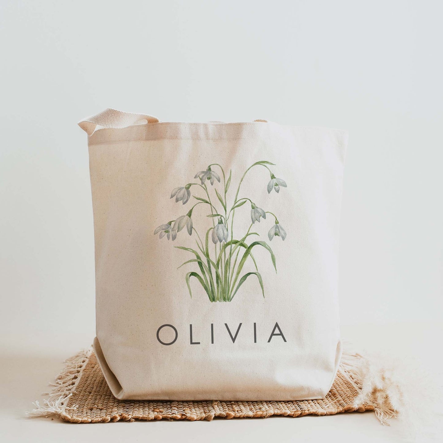 Birth Month Flower Personalized Canvas Tote Bag, Bachelorette Bridesmaid gifts, Birthday Gift for her, Wedding Gift, Gift for Mom, 62-TB