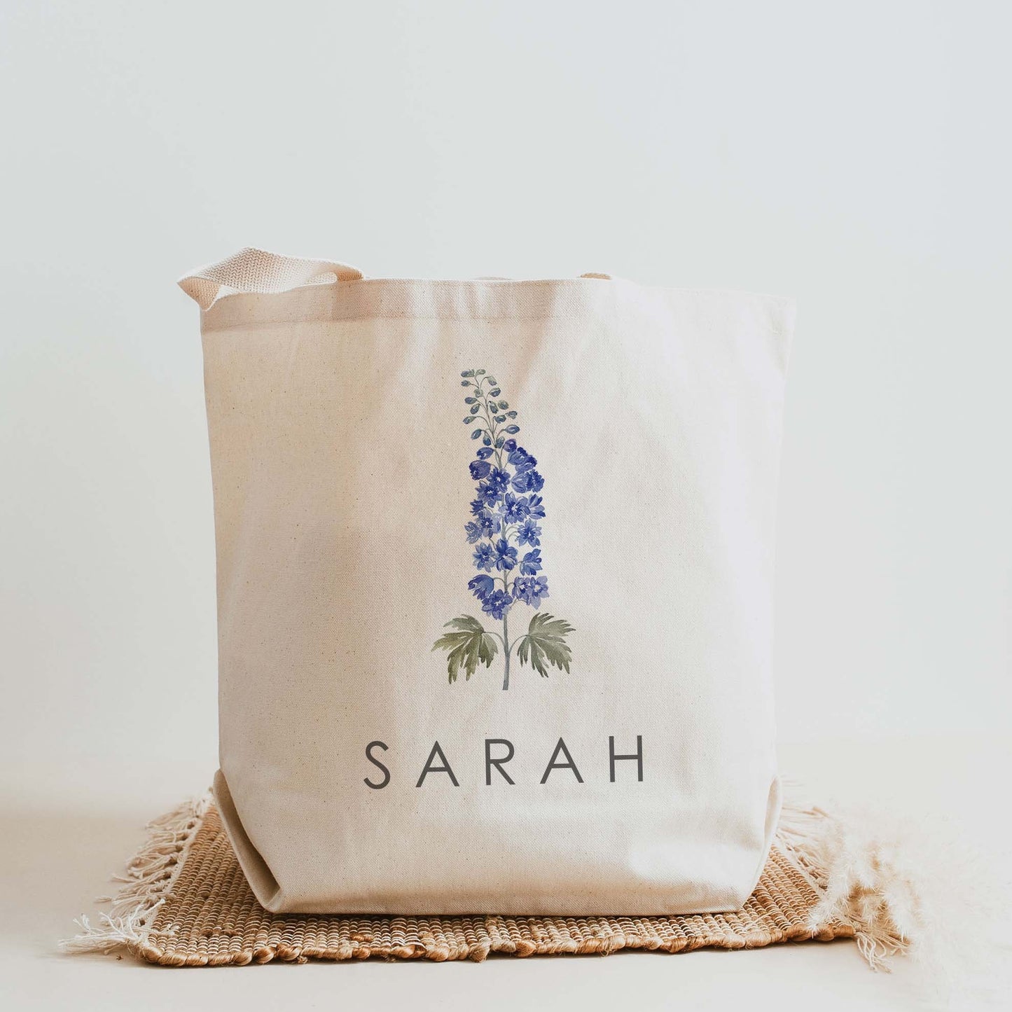Birth Month Flower Personalized Canvas Tote Bag, Bachelorette Bridesmaid gifts, Birthday Gift for her, Wedding Gift, Gift for Mom, 62-TB