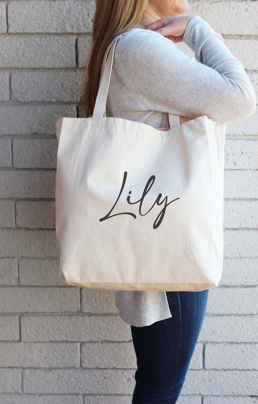 Larkspur Canvas Tote Bags, Birthday Gift for her, bachelorette parties Gift, Gift for Mom, Birth Flower Gift,Wedding bridesmaids Gift,510-TB