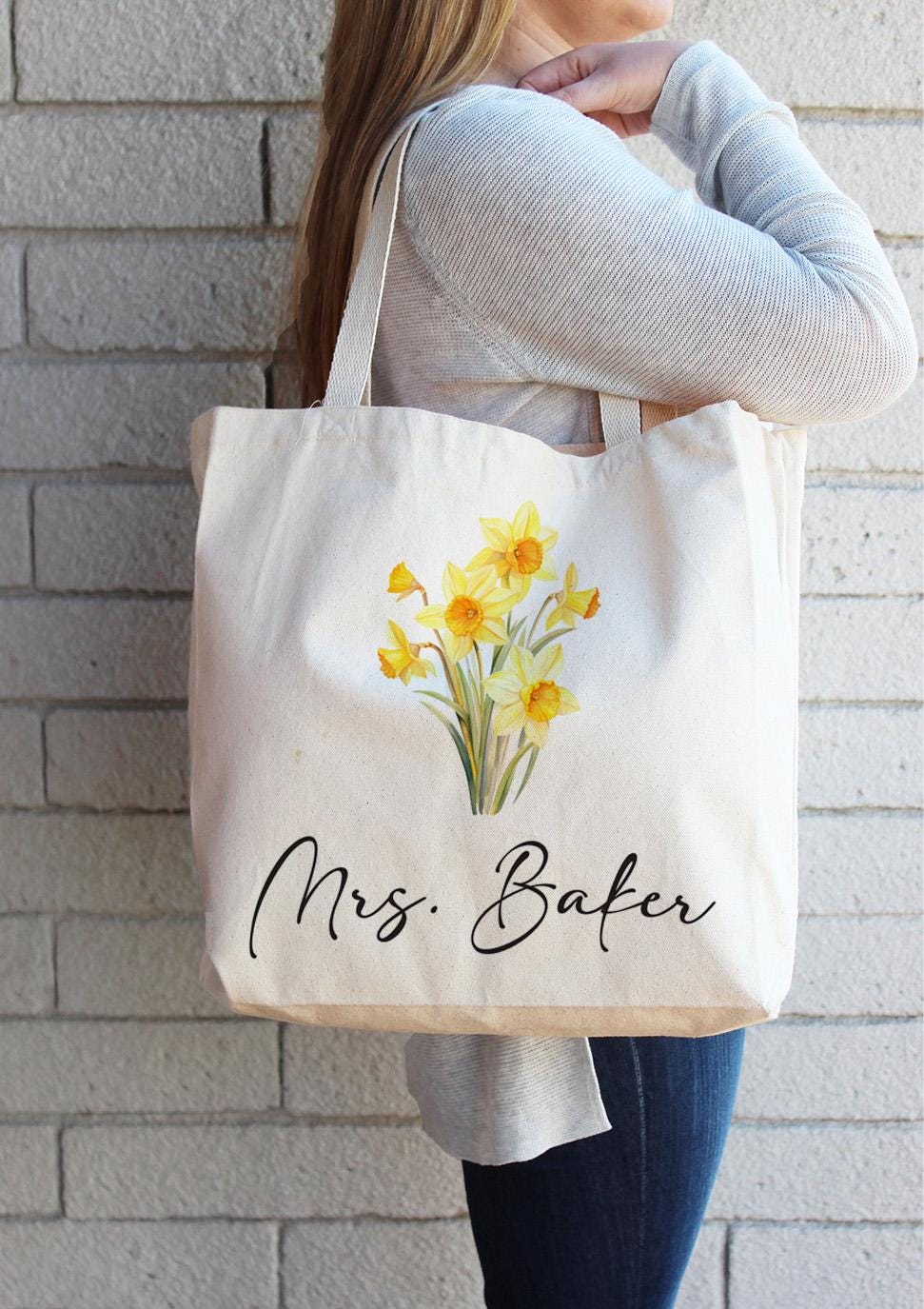 Larkspur Canvas Tote Bags, Birthday Gift for her, bachelorette parties Gift, Gift for Mom, Birth Flower Gift,Wedding bridesmaids Gift,510-TB
