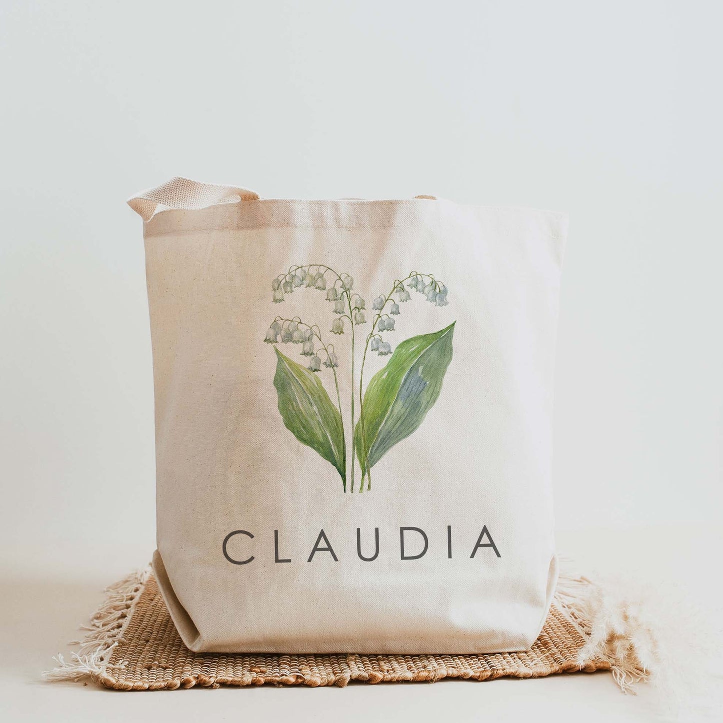 Birth Month Flower Personalized Canvas Tote Bag, Bachelorette Bridesmaid gifts, Birthday Gift for her, Wedding Gift, Gift for Mom, 62-TB