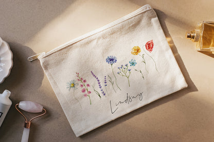 Custom Name Makeup Bag, Personalized Canvas Cosmetic Bag, Gifts For Bride, Bridesmaids, Makeup Pouch,Bachelorette Gifts Bag, 50-CC