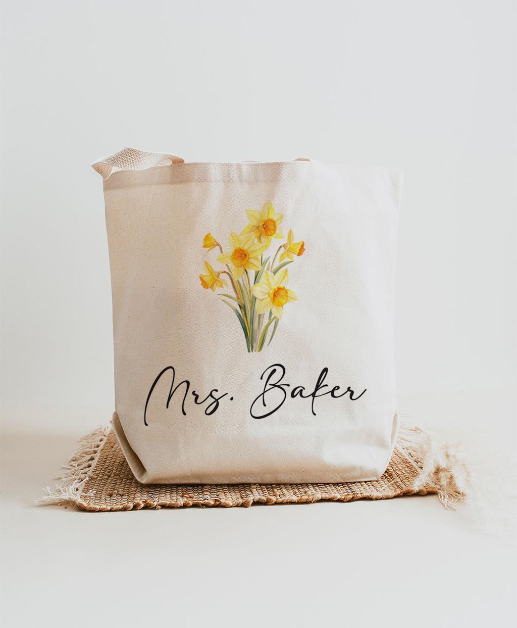 Larkspur Canvas Tote Bags, Birthday Gift for her, bachelorette parties Gift, Gift for Mom, Birth Flower Gift,Wedding bridesmaids Gift,510-TB